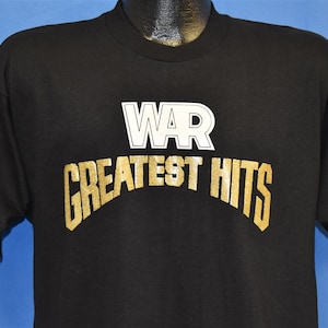 70s War Greatest Hits Glitter Iron On Funk Band Black t-shirt Medium Vintage Tee