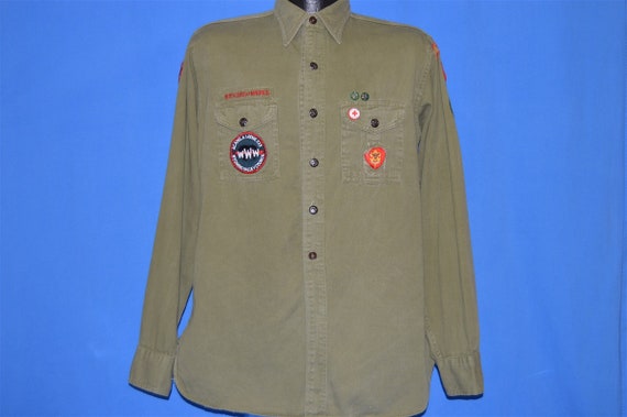 40s Boy Scouts Change Button Uniform shirt Large - image 2
