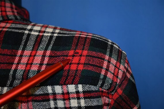 50s Tartan Black Red White Plaid Wool Men's Butto… - image 5