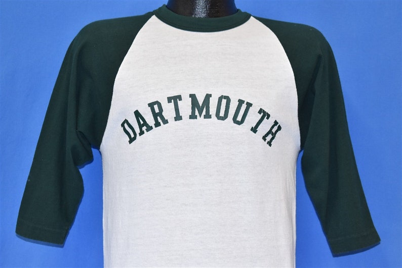 70s Dartmouth College Hippo Raglan Green White Jersey t-shirt Small