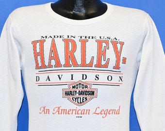 90s Harley-Davidson Motorcycle Browne's Corpus Christi Texas Thermal Waffle Knit t-shirt Small