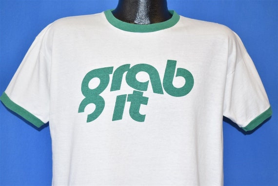 70s Grab It Ringer Blue Bar Champion Ringer t-shir