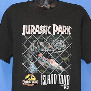 90s Jurassic Park Island Tour Velociraptor Dinosaur Movie t-shirt Extra Large