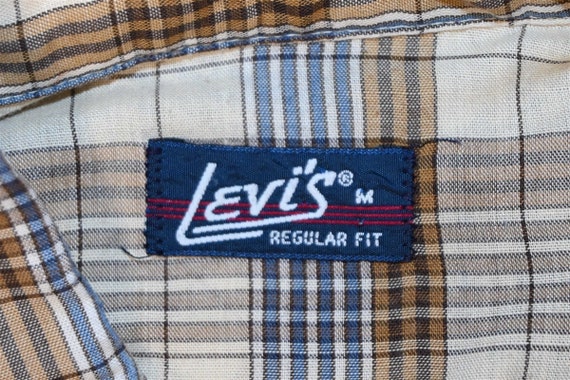 80s Levis Brown Blue Plaid White Tab Western pear… - image 5