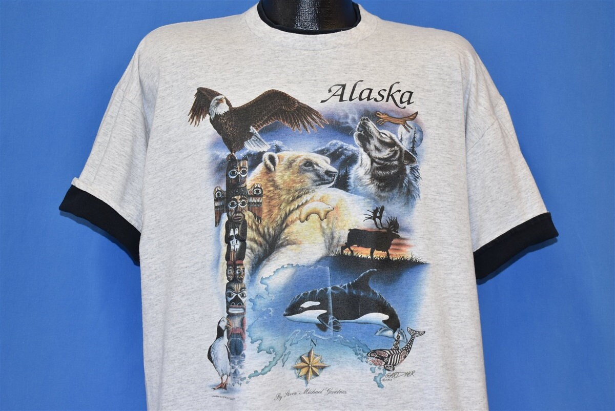 Vintage 90s American Thunder Tiger Roar Lightning Animal T