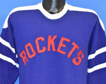 60s Rockets #14 Blue White Red LS Athletic Sports Jersey t-shirt Medium