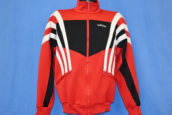 90s Adidas Red Black White Three Stripe Zipper Warm up Track