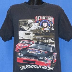 90s NASCAR 50th Anniversary Tour Winston Cup Schedule 1998 Racing Double Sided t-shirt Large
