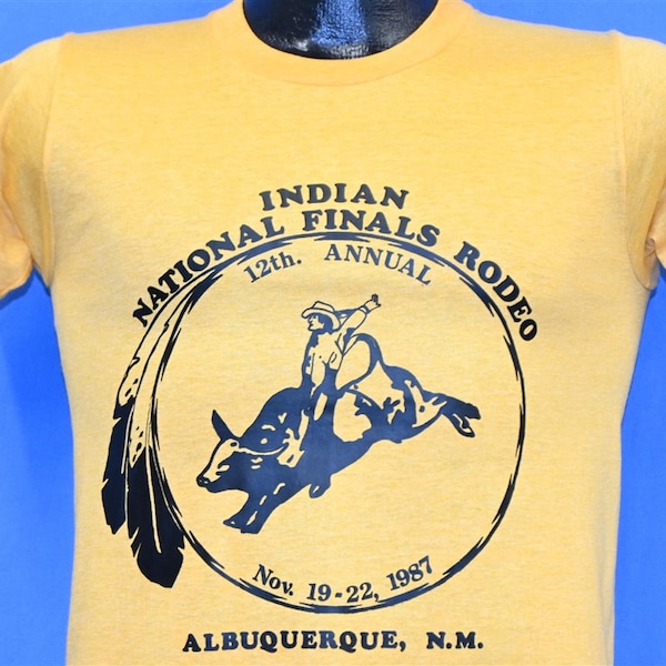 80s Indian National Finals Rodeo Albuquerque New Mexico 1987 Bull t-shirt Youth Extra Large