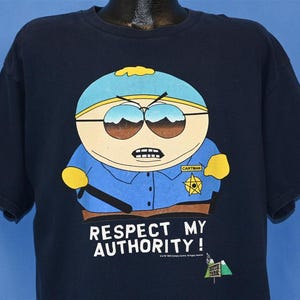 90s South Park Eric Cartman Respect My Authority Cartoon t-shirt Extra Large
