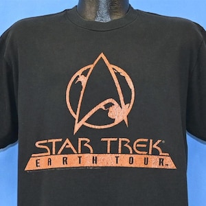 90s Star Trek Earth Tour Exhibition Sci Fi TV Series Puffy Paint Black t-shirt Large
