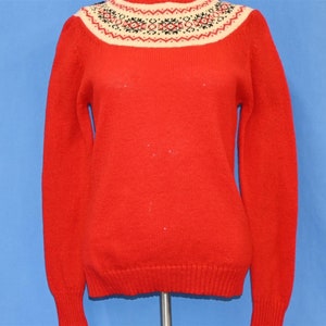 80s John Meyer Red Snowflake Wool Pullover Sweater Women's Extra Small image 2