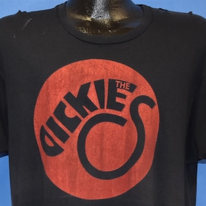 80s The Dickies Punk Rock Band Red Black Logo Distressed t-shirt Large