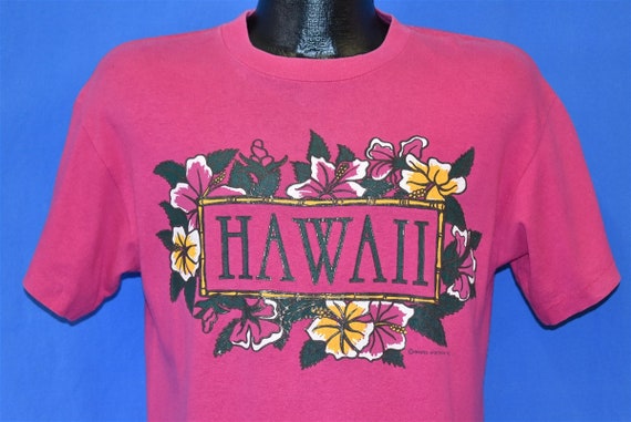 80s Hawaii Hibiscus Flowers Tourist t-shirt Medium - image 1