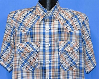 Vintage 1970s Levi's Panatela Tops Blue Western Style Button up