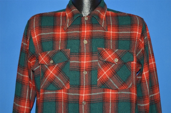 Camicia a quadri tartan rossa e verde in lana Arrow anni 40 taglia media Etsy Italia
