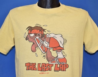 70s The Last Lap Funny Cartoon t-shirt Medium Vintage Tee