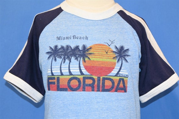 Retro Palm Beach Raglan Tee in White/Navy Retro Palm Beach Raglan Tee in White/Navy