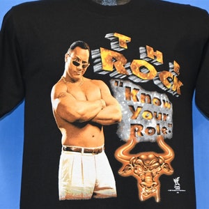 90s WWF Dwayne The Rock Johnson Know Your Role Wrestling t-shirt Youth Medium