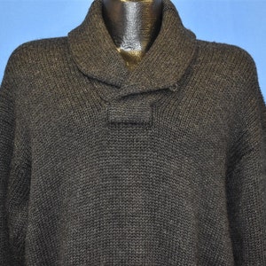 80s Ralph Lauren Polo Shawl Neck Charcoal Wool Sweater Medium