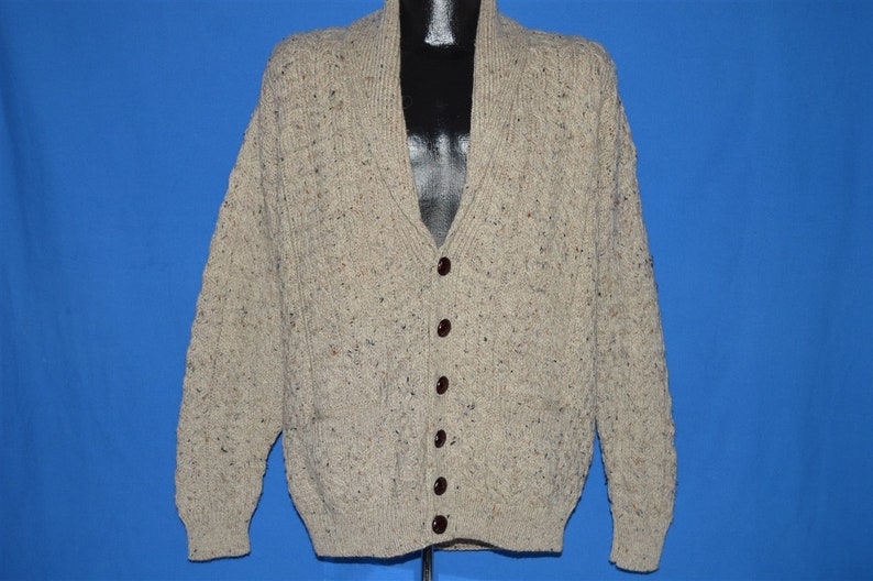 80s Carrig Donn Beige Cable Knit Sweater Medium
