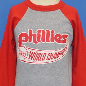 80s Philadelphia Phillies 1980 World Series Champions MLB Raglan Baseball t-shirt Youth Medium