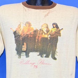 70s Rolling Stones 1975 Tour Rock Concert Distressed Ringer t-shirt Large