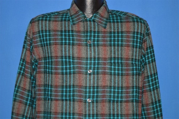 50s Penney's Towncraft Shadow Plaid Wool Shirt Me… - image 1