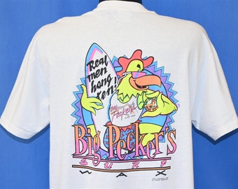 80s Big Pecker's Surf Wax Real Men Hang Ten Funny Innuendo Surfing t-shirt Extra Large
