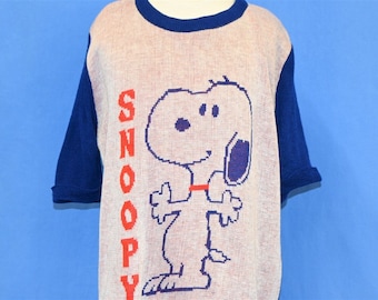 70s Snoopy Peanuts Comic Strip Acrylic Sweater Youth Large