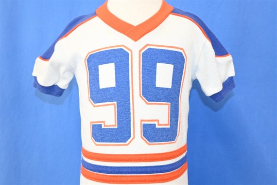 90s Football Jersey #99 White Blue Orange Sports … - image 1