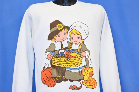 90s Thanksgiving Pilgrim Harvest Festival Cartoon… - image 1