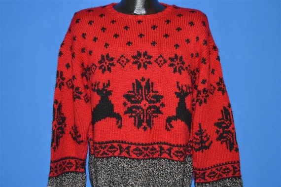 90s Ralph Lauren Reindeer Snowflake Winter Sweate… - image 1