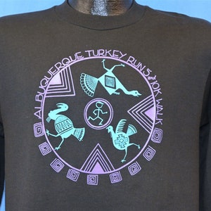 Camiseta mediana de la carrera Turkey Run de 5 km y 10 km de Albuquerque, Nuevo México, de los años 80