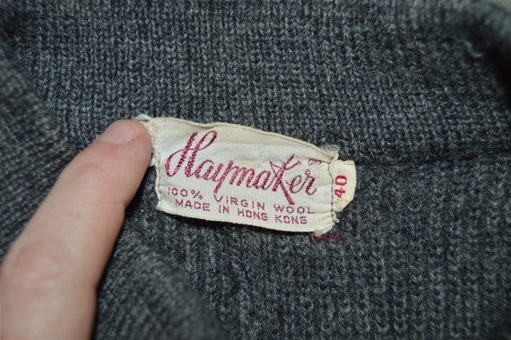 70s Haymaker Gray Wool Cardigan Sweater Women's M… - image 4