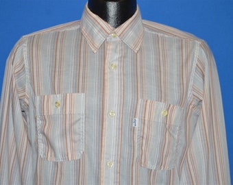 80s Levi's Pink Brown Striped Shirt Small/Medium