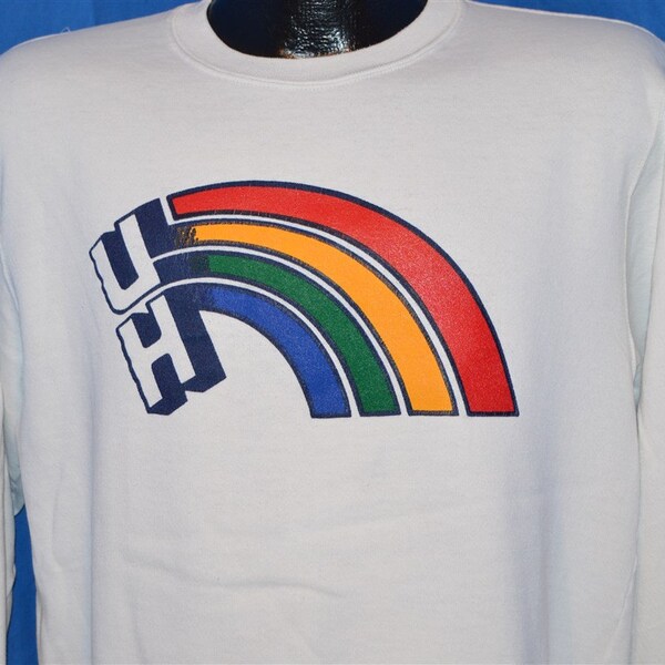 80s University of Hawaii Rainbow White Vintage Sweatshirt Medium