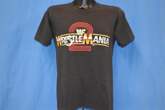 80年代 レッスルマニア 2 WWF WWE プロモ ロゴ レスリング Tシャツ S 