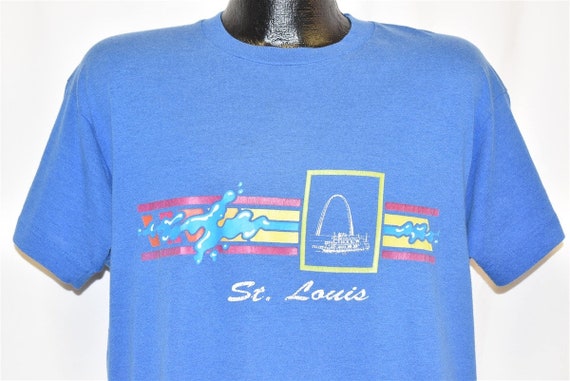 80s Saint Louis Gateway Arch Missouri Blue Stripe… - image 1