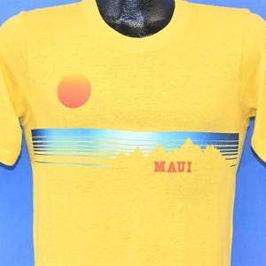 70s Maui Hawaii Island Sunset Beach Surf Yellow Hi Cru Cotton t-shirt Small