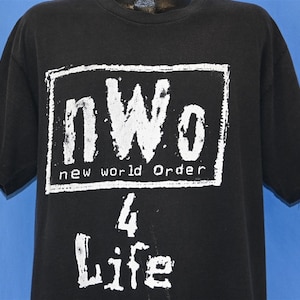 90s New World Order nWo 4 Life Black White WCW Wrestling t-shirt Extra Large
