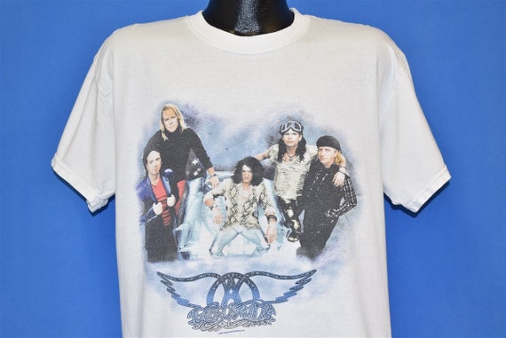 Aerosmith 1997 ツアーTシャツ 90s Aerosmith 1997 Nine Lives Tour Rock Band White T-shirt Large