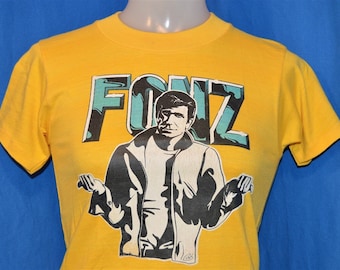 70s Happy Days The Fonz Iron On Yellow Vintage t-shirt Youth Large 14-16