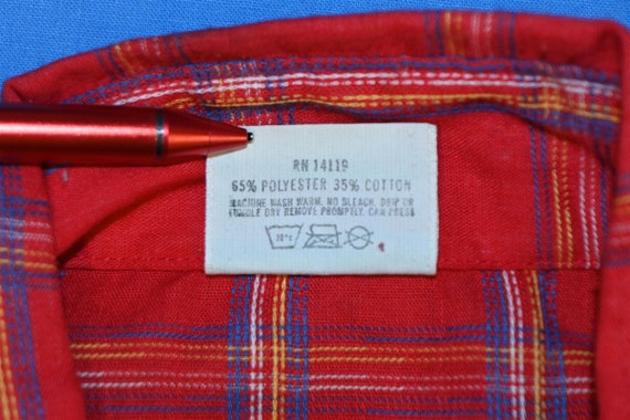 70s Ely Wagon Boss Red Plaid Pearl Snap Short Sle… - image 6