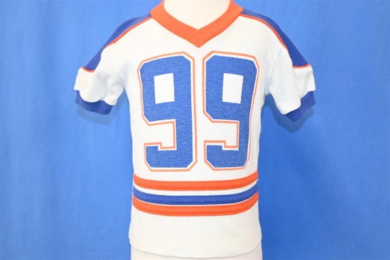 90s Football Jersey #99 White Blue Orange Sports … - image 2