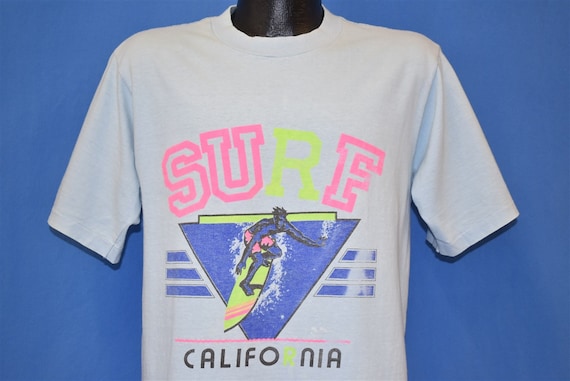 90s Surf California Wave Neon Surfing Oneita Blue