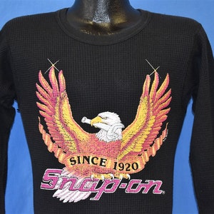 80s Snap On Tools Eagle Thermal Long Sleeve Waffle Weave t-shirt Small