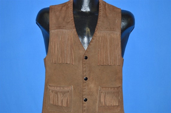 70s Suede Leather Fringe Vest Small