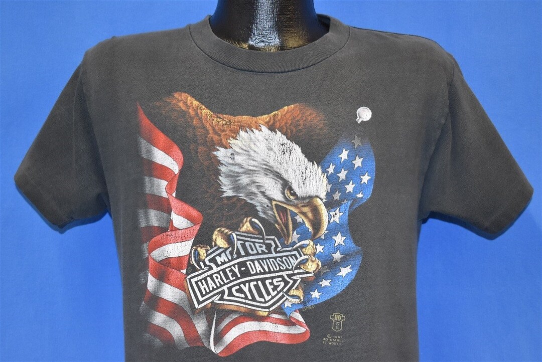 80s 3D EMBLEM EAGLE ビンテージTシャツ 80s Harley Davidson 3D Emblem Bald Eagle Muscle t-shirt