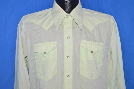 70s Rockmount Green Pearl Snap Shirt Medium